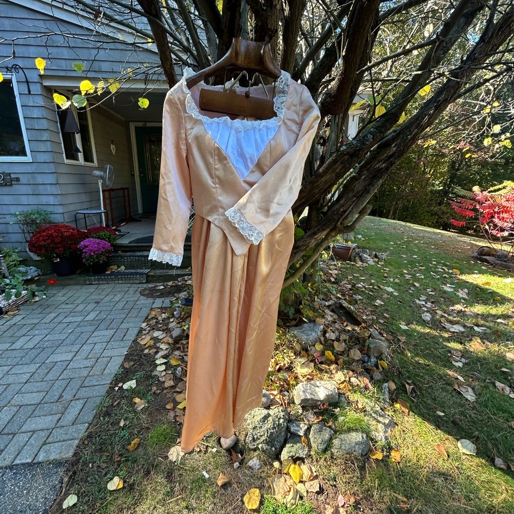 ANGELICA HAMILTON Peach Long Dress with Lace Details